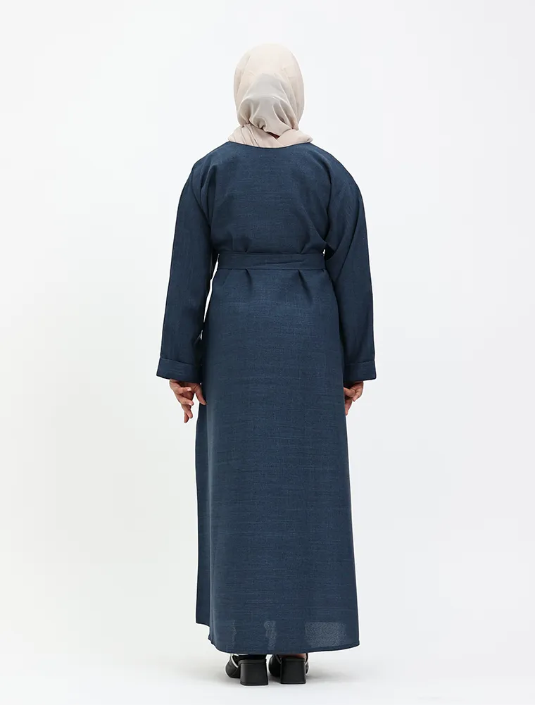 Navy Linen Girls Abaya
